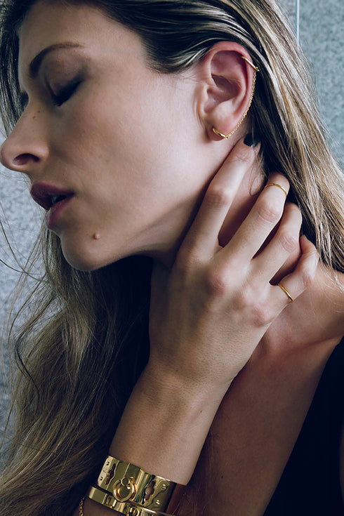 BOWIE Gold Plated Single Ear Cuff with Chain